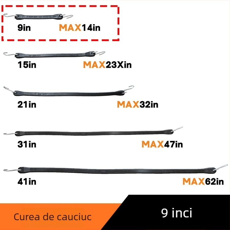 Bandă de prindere a încărcăturilor din cauciuc cu frânghie elastică, capacitate 60, etichetă privată licențiată