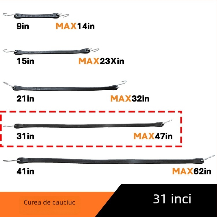 Bandă de prindere a încărcăturilor din cauciuc cu frânghie elastică, capacitate 60, etichetă privată licențiată