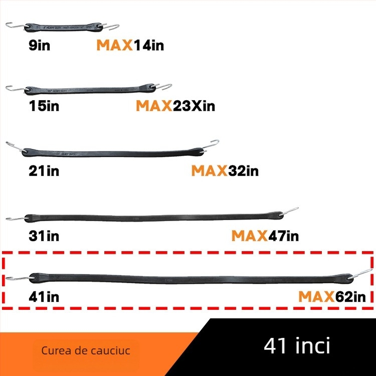 Bandă de prindere a încărcăturilor din cauciuc cu frânghie elastică, capacitate 60, etichetă privată licențiată