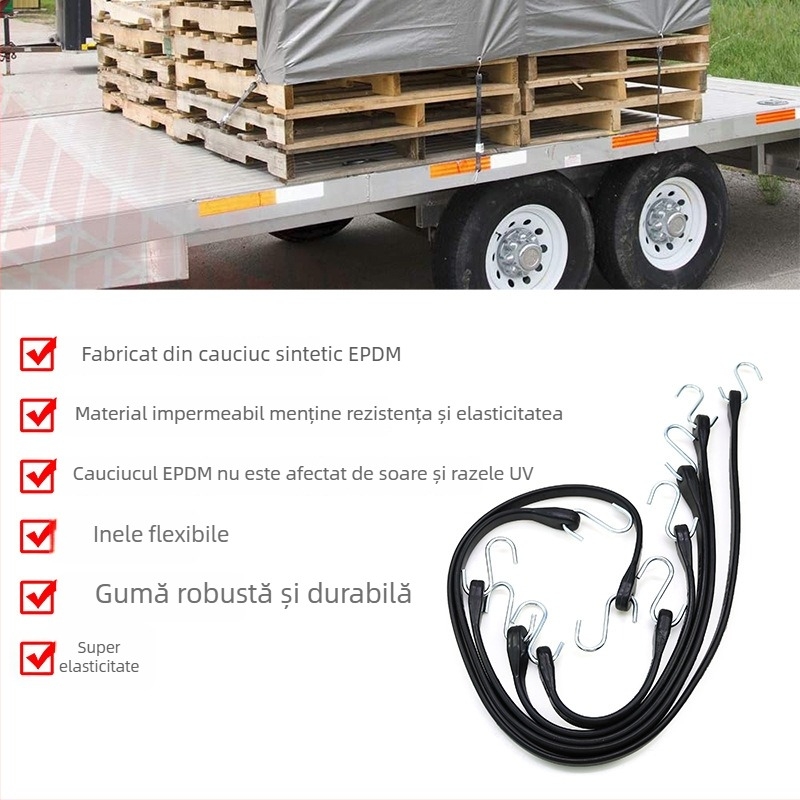Bandă de prindere a încărcăturilor din cauciuc cu frânghie elastică, capacitate 60, etichetă privată licențiată