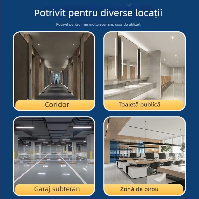 Senzor IR încastrat cu detecție de prezență și controlul luminii în funcție de zi, 85–265V, rază ~4 m, întârziere 30 s
