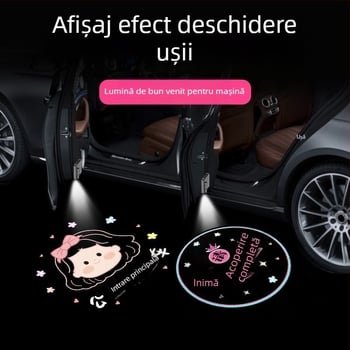 Lumină de întâmpinare pentru mașină cu aripi de înger și proiecție (fără cabluri, montaj cu bandă adezivă, 5V, 0,2A, model Mks-3234)