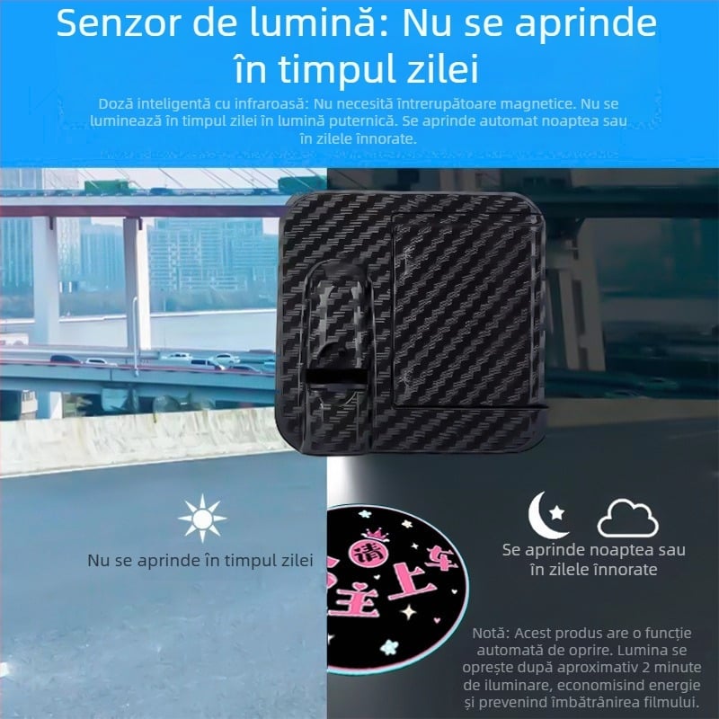 Lumină de întâmpinare pentru mașină cu aripi de înger și proiecție (fără cabluri, montaj cu bandă adezivă, 5V, 0,2A, model Mks-3234)