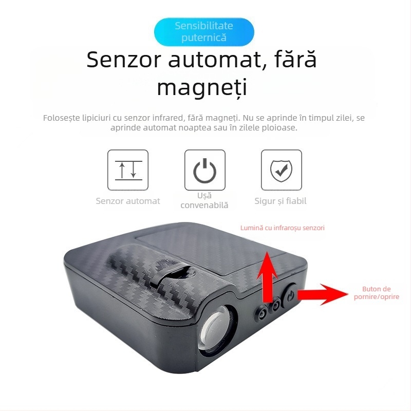 Lumină de întâmpinare pentru mașină cu aripi de înger și proiecție (fără cabluri, montaj cu bandă adezivă, 5V, 0,2A, model Mks-3234)