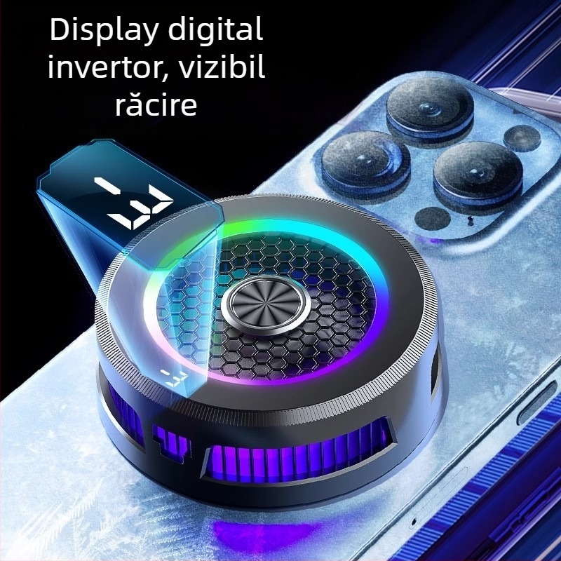 AL19 Răcitor magnetic pentru telefon, reglaj în 3 trepte, 15W, interfață Type-C, afișaj digital, funcționare silențioasă