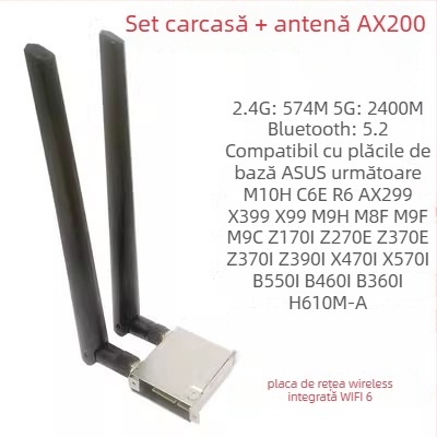 Card Wi‑Fi pentru desktop, 1200 Mbps, interfață M.2, 2.4/5 GHz, 802.11ax