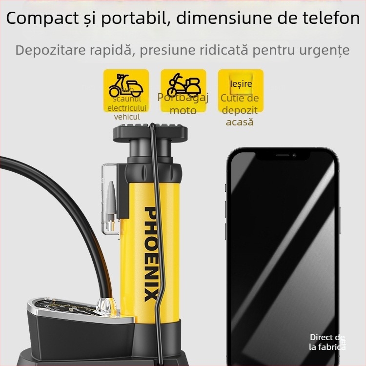 Pompa de aer manuală acționată prin pedală pentru bicicletă, portabilă, cu presiune înaltă, pentru uz casnic
