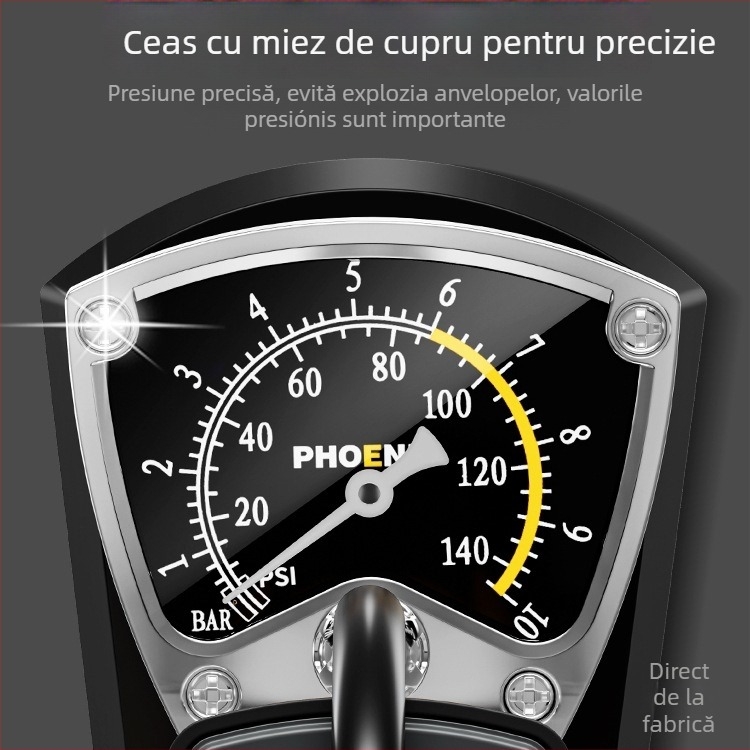 Pompa de aer manuală acționată prin pedală pentru bicicletă, portabilă, cu presiune înaltă, pentru uz casnic
