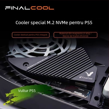PS5 radiator M.2 din aluminiu cu 1 conductă termică — răcire silențioasă pentru SSD