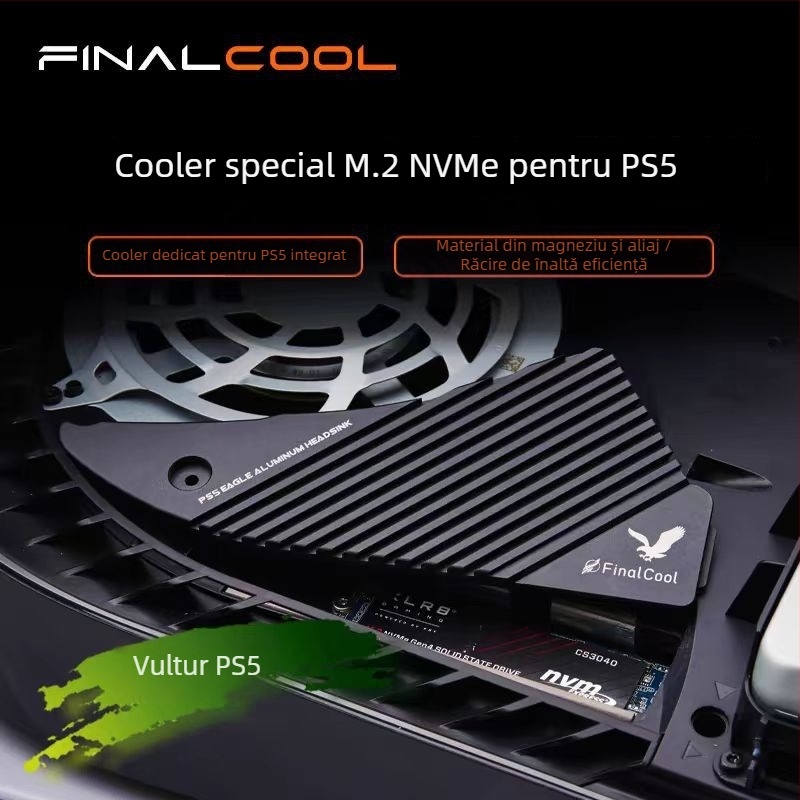 PS5 radiator M.2 din aluminiu cu 1 conductă termică — răcire silențioasă pentru SSD
