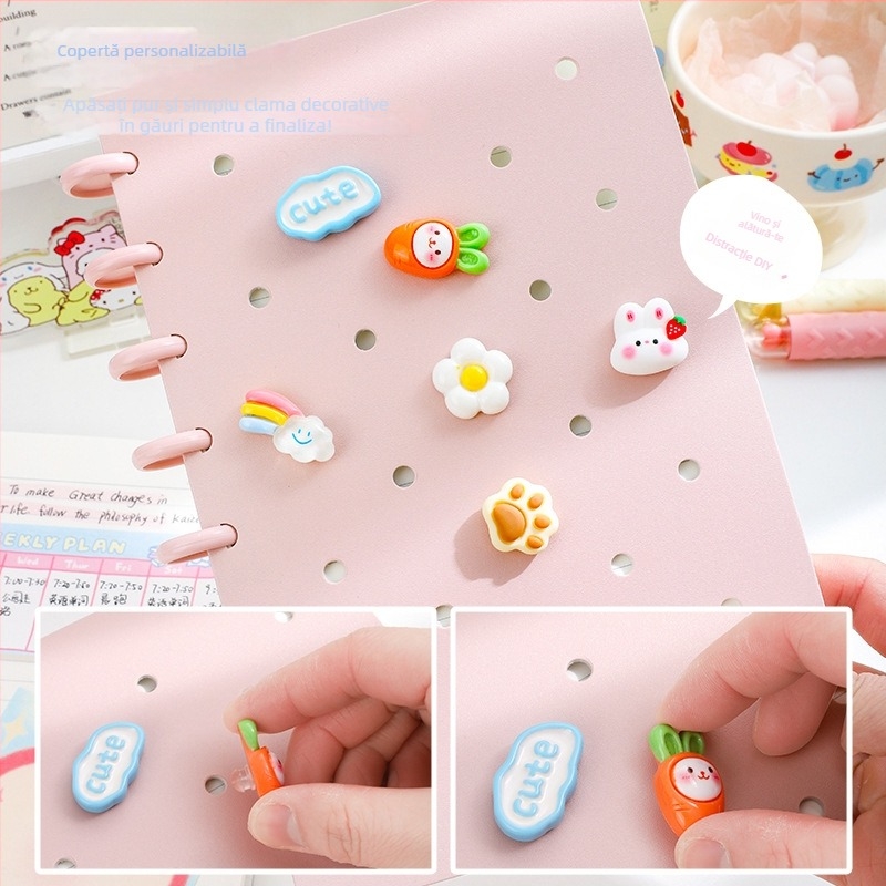 Caiet cu 10 găuri, hârtie offset albă, 80 de foi, pagini interioare personalizabile