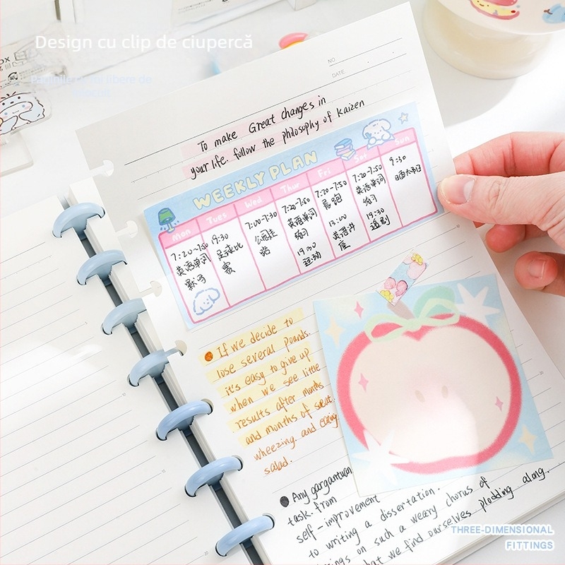 Caiet cu 10 găuri, hârtie offset albă, 80 de foi, pagini interioare personalizabile