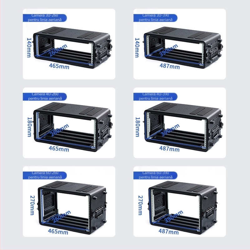 Carcasă AV din plastic PE, portabilă, cu ABS pentru echipamente AV – receptor microfon 4U, șasiu 6U