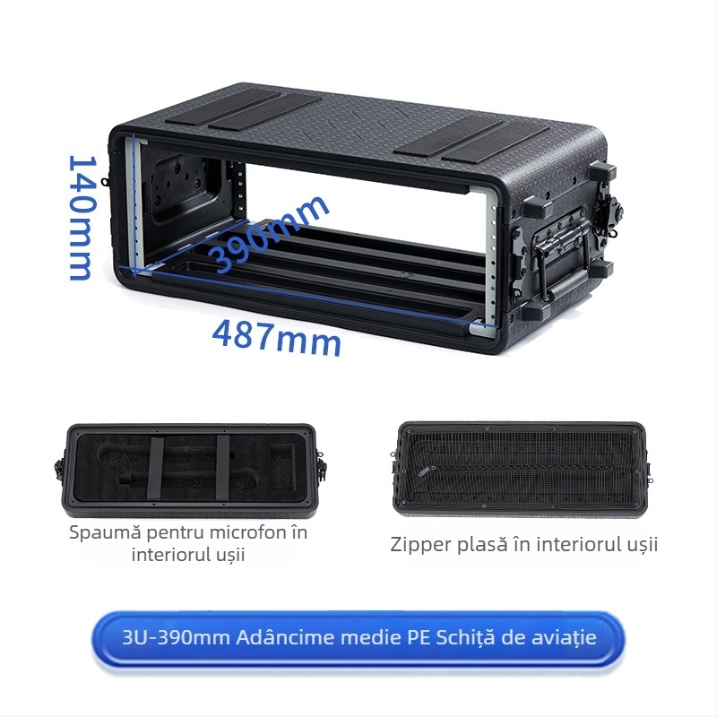 Carcasă AV din plastic PE, portabilă, cu ABS pentru echipamente AV – receptor microfon 4U, șasiu 6U