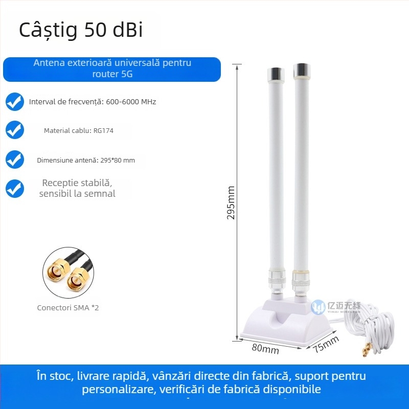 Antena 5G pentru routerul CPE Pro, cu conector TS9 și cablu de extindere extern