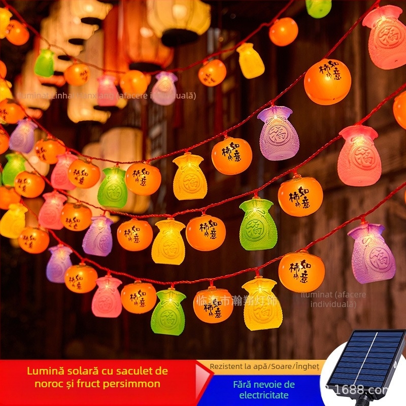 Lampa decorativă solară – formă Persimmon cu sac de binecuvântare, IP43, 110V, durată de viață 5000 h