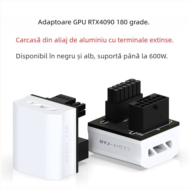 Cap de ghidare cu 12 pini pentru conectorul de alimentare al plăcii RTX4090, 16 pini 12+4P, cotă de 180 de grade, ABS material