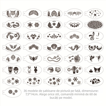 Set de 24 șabloane PET pentru pictură pe față, pentru copii, Halloween