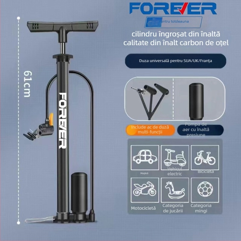 Pompa manuală cu presiune înaltă pentru bicicletă, e-bike, motocicletă, mașină, uz casnic și baschet – multifuncțional