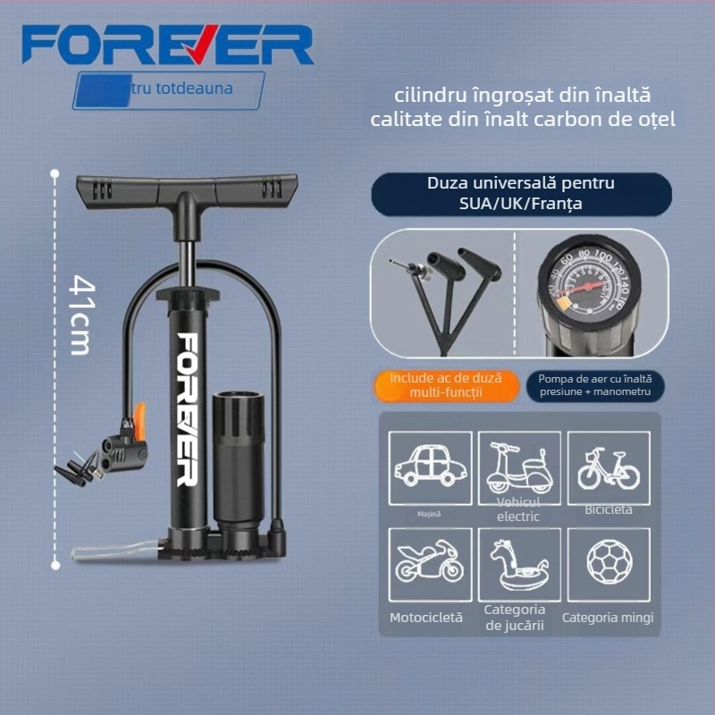 Pompa manuală cu presiune înaltă pentru bicicletă, e-bike, motocicletă, mașină, uz casnic și baschet – multifuncțional