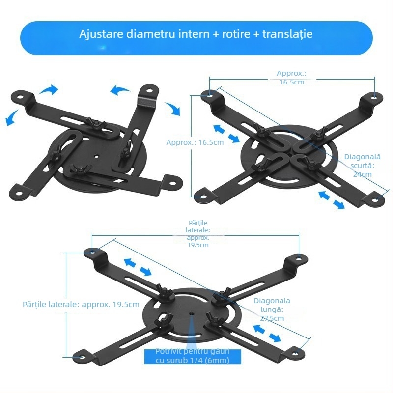 Accesoriu pentru trepiedul proiectorului – fier, capacitate de încărcare 5 kg, coloană cu 1 secțiune, greutate 500 g