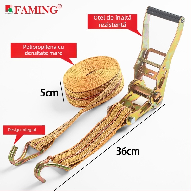 Curea de prindere din polipropilenă cu mecanism de tensionare (ratchet), model Polypropylene 5cmX10, capacitate 2 tone