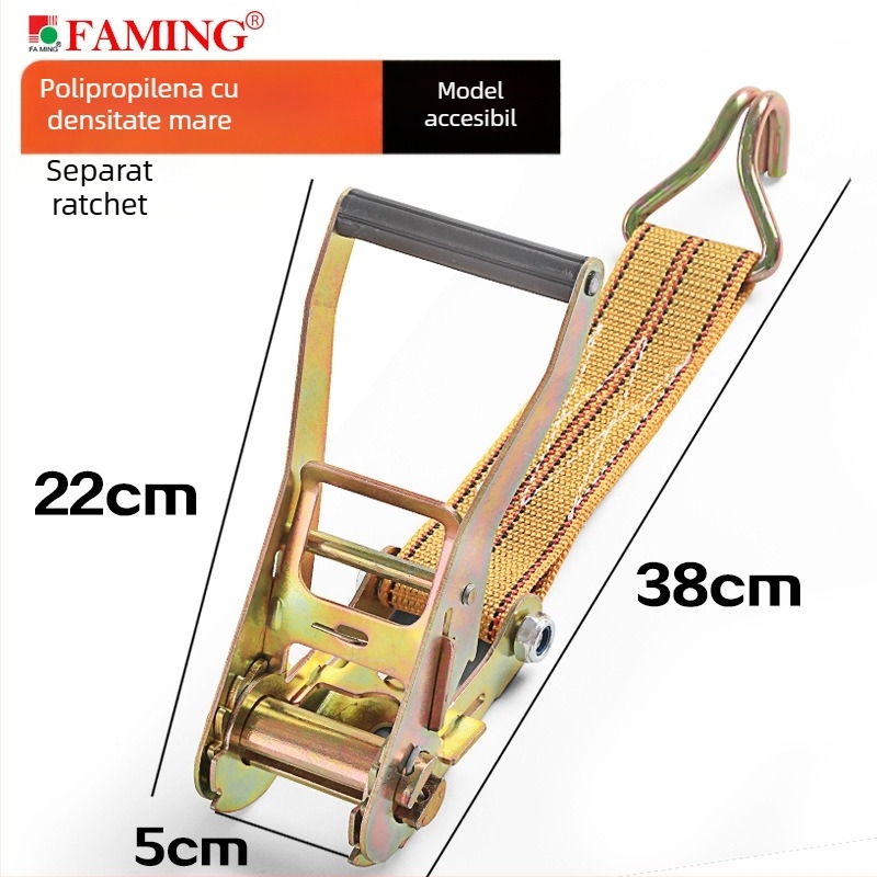 Curea de prindere din polipropilenă cu mecanism de tensionare (ratchet), model Polypropylene 5cmX10, capacitate 2 tone