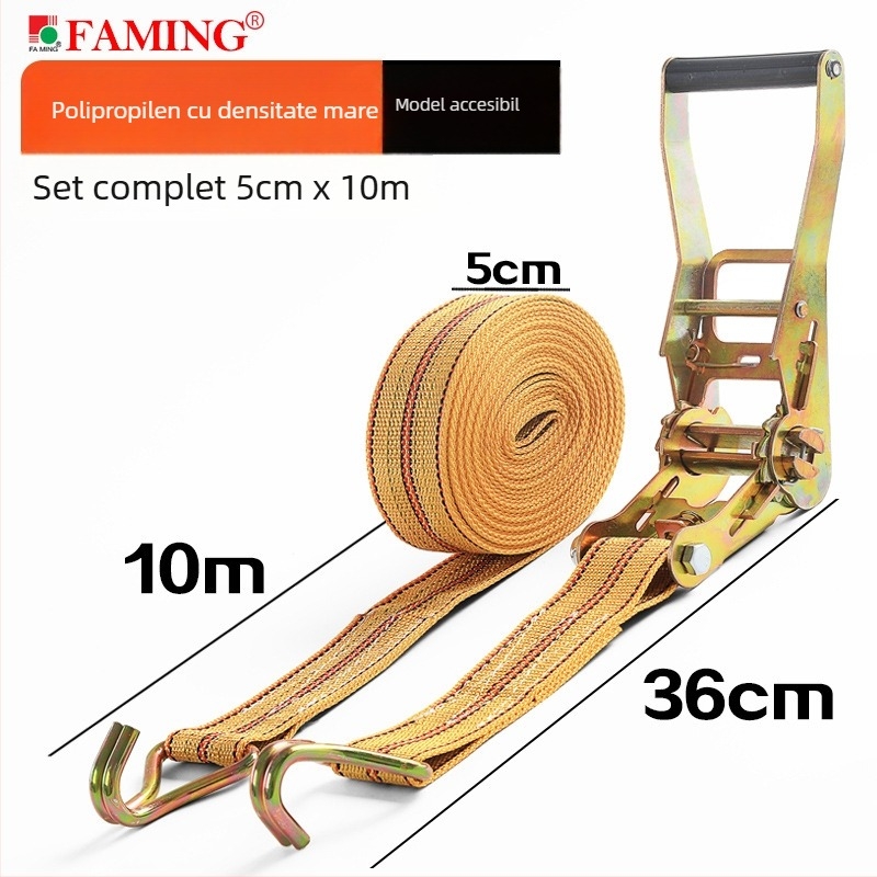 Curea de prindere din polipropilenă cu mecanism de tensionare (ratchet), model Polypropylene 5cmX10, capacitate 2 tone