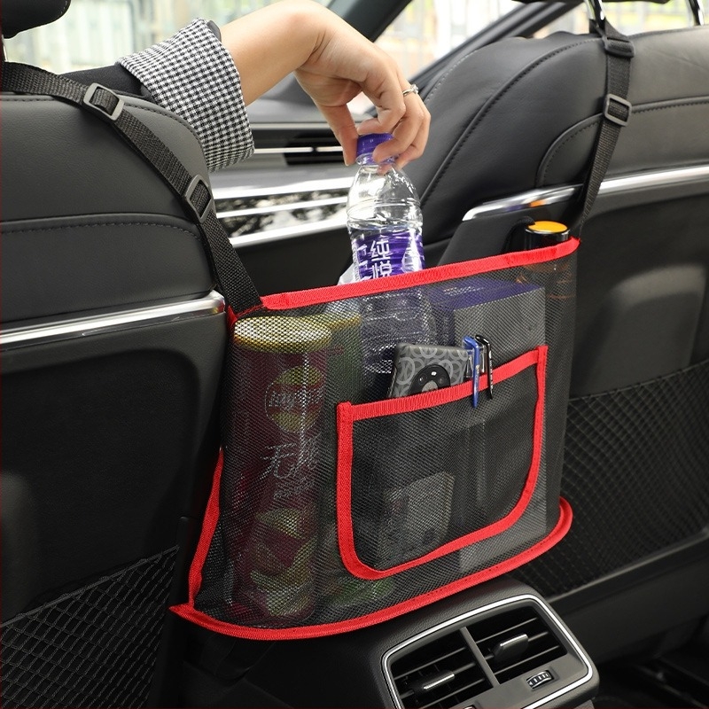 Geantă de depozitare pentru spătarul scaunului – tip agăţat, plasă din material de înaltă calitate, compatibil universal, personalizabilă
