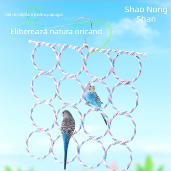 Jucărie pentru păsări: scară de cățărare pentru papagali, cu inele de suspendare și suport