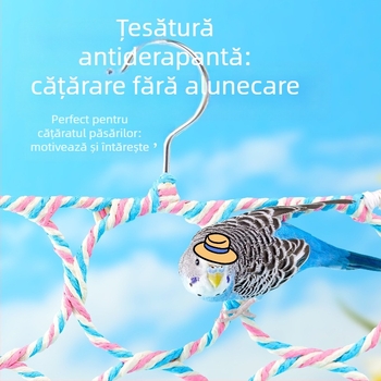 Jucărie pentru păsări: scară de cățărare pentru papagali, cu inele de suspendare și suport