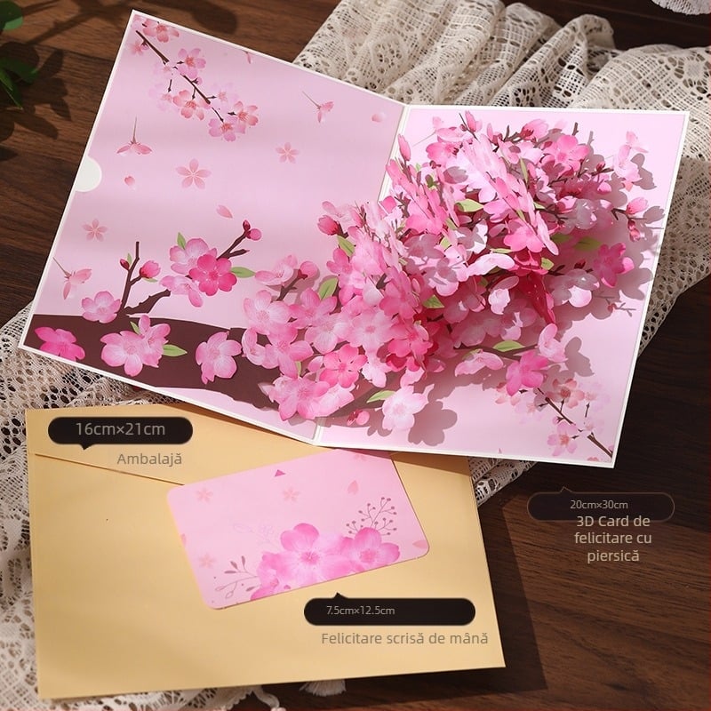 Carte de felicitare pentru Ziua Profesorului cu buchet de hârtie decupat, mini carte DIY, imprimare în patru culori, binecuvântare de înaltă clasă