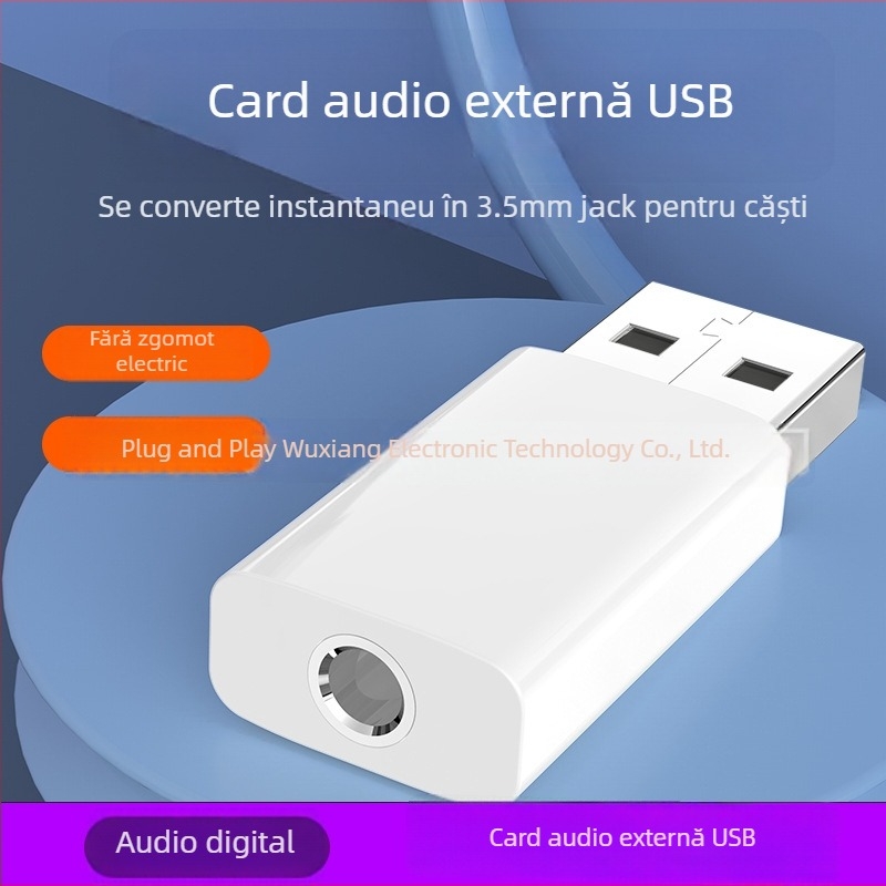 Carte audio externă USB-C, adaptor digital audio 3,5 mm către Type-C, suport încărcare, redare muzică și apeluri, compatibil cu Huawei