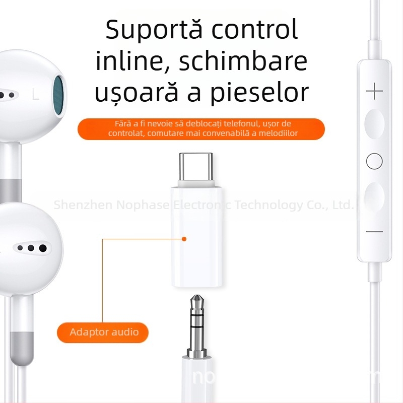 Carte audio externă USB-C, adaptor digital audio 3,5 mm către Type-C, suport încărcare, redare muzică și apeluri, compatibil cu Huawei