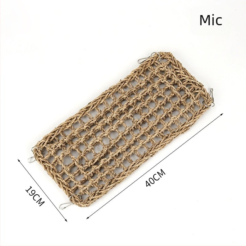 Jucărie pentru papagali cu plasă de iarbă, scară din nori, scară de cățărare, jucărie de mușcat și inel de balansare