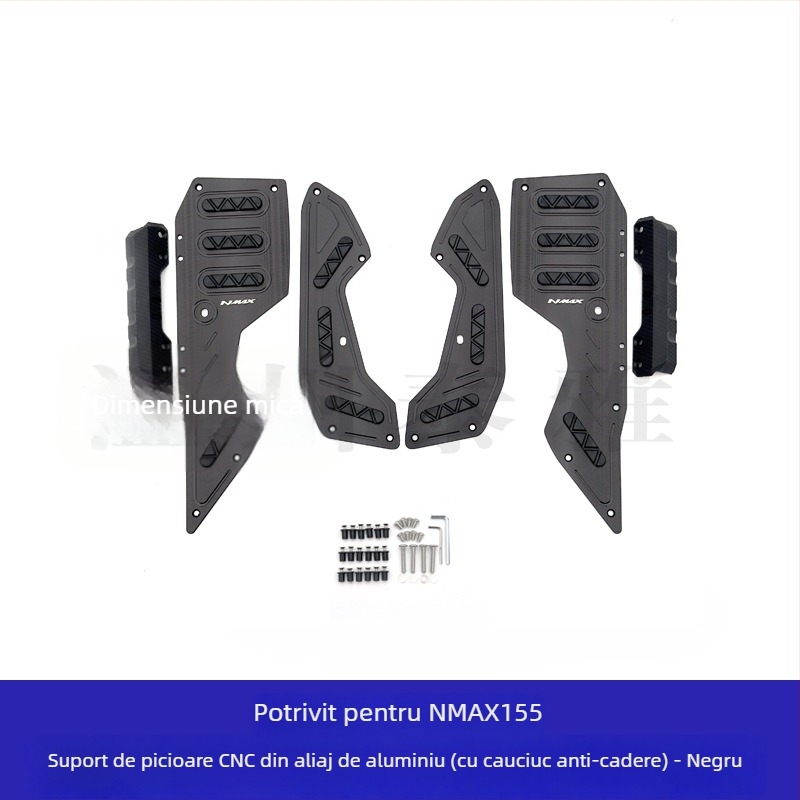 Pedale din aliaj de aluminiu pentru Yamaha NMAX155 – pedale frontale și spate, finisaj electroplatat