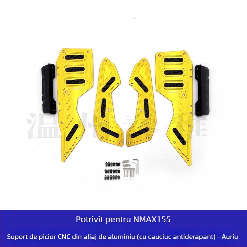 Pedale din aliaj de aluminiu pentru Yamaha NMAX155 – pedale frontale și spate, finisaj electroplatat