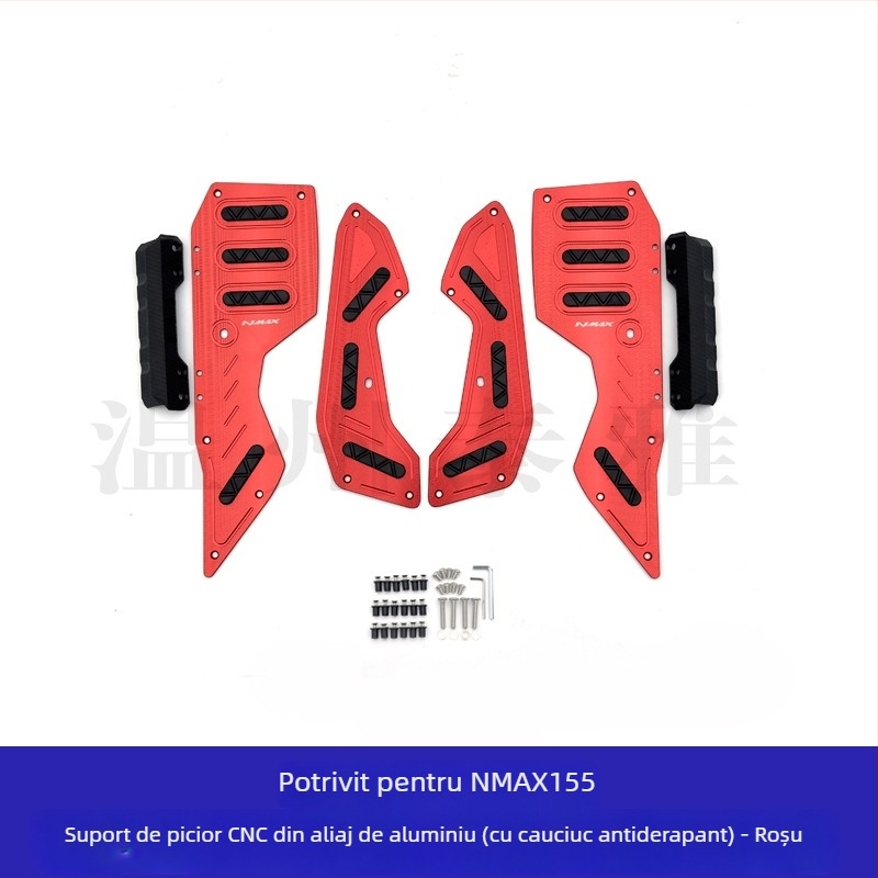 Pedale din aliaj de aluminiu pentru Yamaha NMAX155 – pedale frontale și spate, finisaj electroplatat