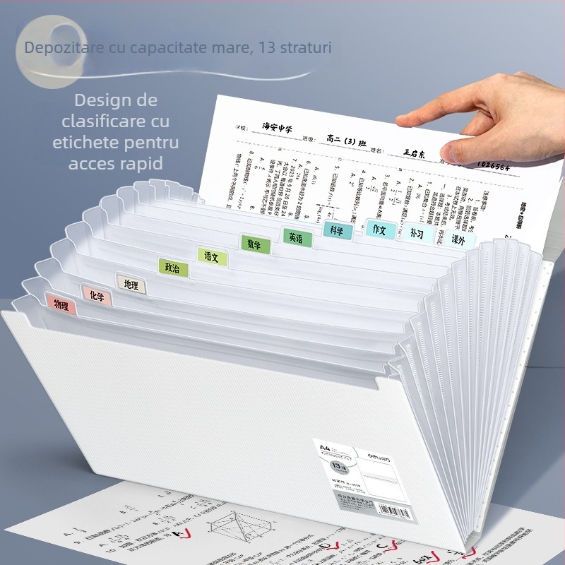 Deli 5238 Organizator de fișiere din plastic cu 13 buzunare