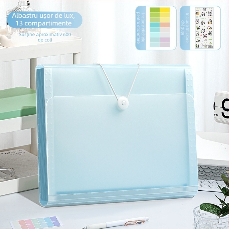 Deli 5238 Organizator de fișiere din plastic cu 13 buzunare