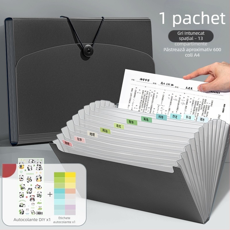 Deli 5238 Organizator de fișiere din plastic cu 13 buzunare