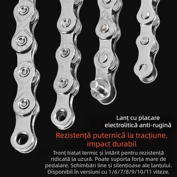 Lanț de bicicletă Meilong 002 pentru MTB și biciclete de șosea, compatibil cu 8–11 viteze, construcție metalică