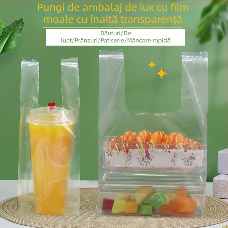 Geantă de unică folosință, tip vestă, din plastic - ambalaj pentru fructe de mare, alimente, vin și băuturi alcoolice, cumpărături în supermarket | Origine: Anhui