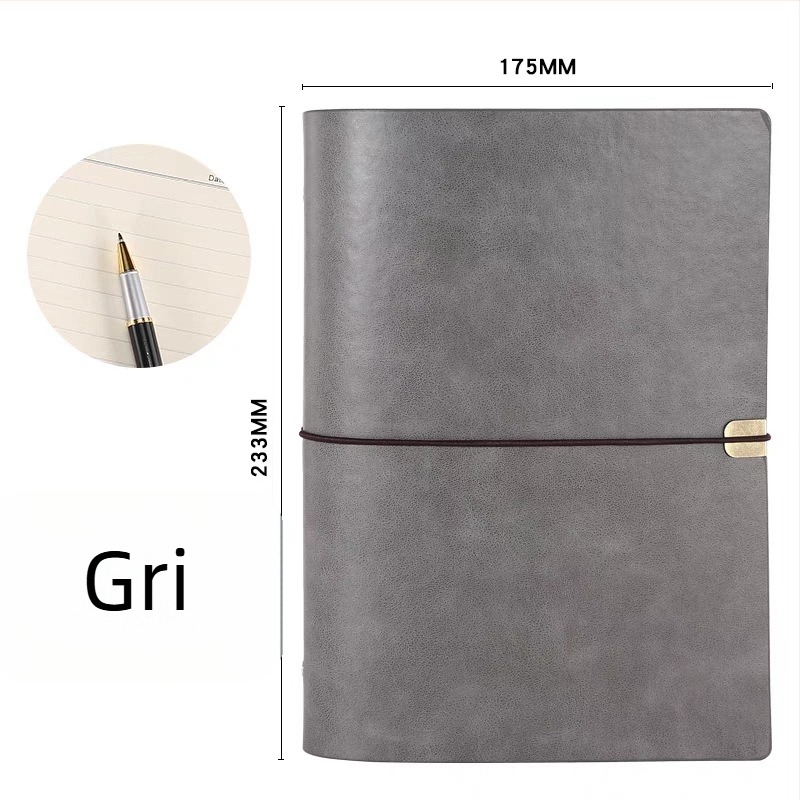 Caiet cu foi desprinzătoare, copertă din PU imitatie, hârtie Daolin 80 g, accesorii din oțel inoxidabil, model RPHYB-1