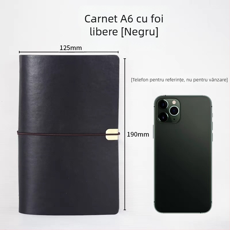 Caiet cu foi desprinzătoare, copertă din PU imitatie, hârtie Daolin 80 g, accesorii din oțel inoxidabil, model RPHYB-1