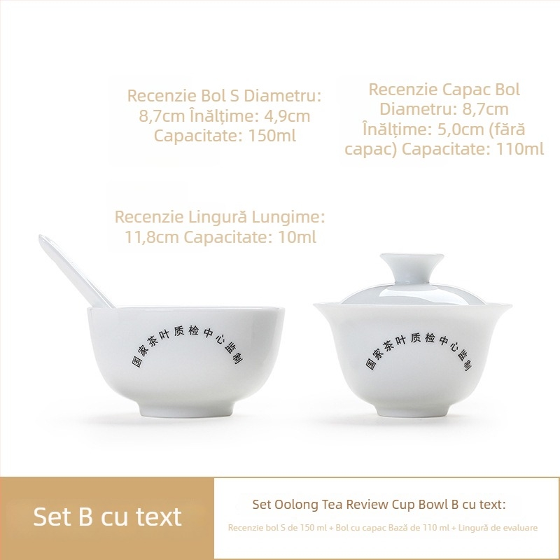 Set de degustare ceai porțelan pentru evaluare senzorială, Liangting, Dehua County, pentru 1 persoană, stil simplu