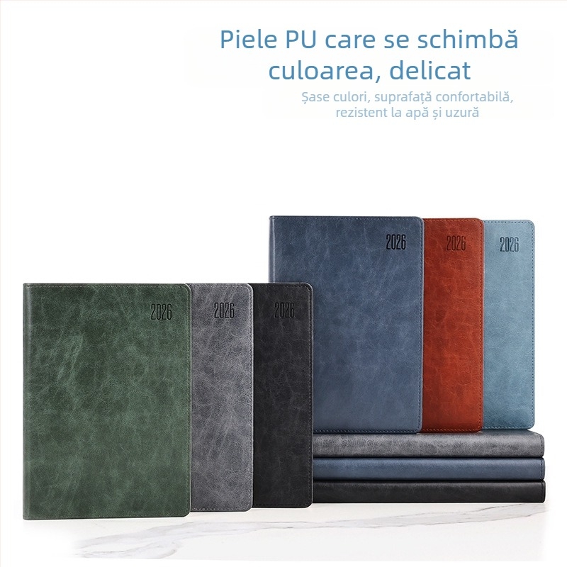 Caiet cu copertă PU, legare cusută, hârtie Dowling, 80 g/m², 100–200 pagini – planificare zilnică pentru 365 de zile