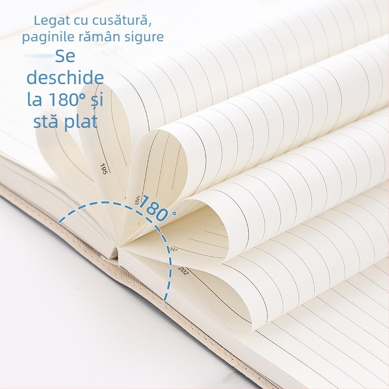 Caiet cu copertă PU, legare cusută, hârtie Dowling, 80 g/m², 100–200 pagini – planificare zilnică pentru 365 de zile
