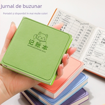 George willsons Notebook pătrat compact pentru finanțe familiale — copertă din piele sintetică, legare cu ață, Dowling hârtie, 100 g/m²