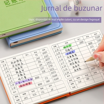 George willsons Notebook pătrat compact pentru finanțe familiale — copertă din piele sintetică, legare cu ață, Dowling hârtie, 100 g/m²